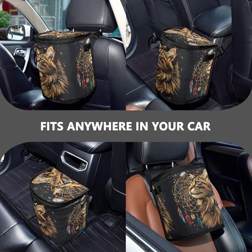 MNSRUU Car Trash Can with Lid, Cute Cat Dream Catcher Car Trash Bag Hanging Organizers and Storage for Front Back Seat, Leak-Proof Trash Bin - color: Cat A9016