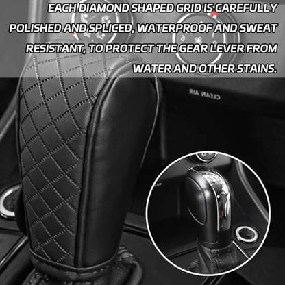 Car Shift Handle Transmission Knob Cover Accessories, Eco-Leather Car Shift Cover, Center Console Magic Tape Gear Lever Protector Universal for Most Cars(Black) - color: Black