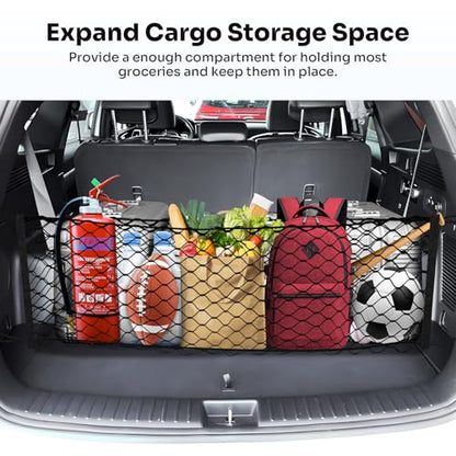Canvcle Trunk Cargo Net for 2021-2025 2026 Kia Sorento Accessories Envelope Style Mesh Trunk Net Organizer and Storage Stretchable Adjustable Elastic Nylon Rear Cargo Netting with Hooks - style: for Kia Sorento