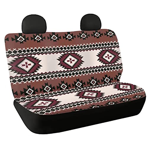 WELLFLYHOM Aztec Bench Seat Covers for Trucks Cars Suvs Southwest Indian Baja Universal Saddle Blanket Seat Covers,Soft Polyester Rear Seat Cover Split Bench Protector for Kids Pet Dogs - color: Aztec 2