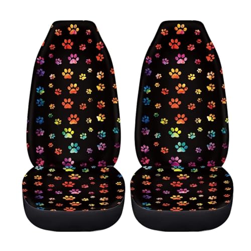Dreaweet Tie Dye Dog Paw Car Seat Covers 2 Pack Universal Car Seat Cover Soft Stretch Front Seat Covers for Cars SUV Trucks Car Seat Protector Front Seats Only - color: Tie Dye Dog Paw