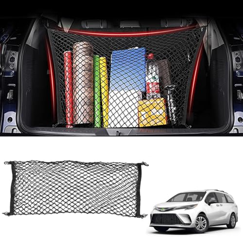 Envelope Style Cargo Net for Toyota Sienna 2026 2025 2024 2023 2022 2021, 2025 Sienna Accessories Rear Trunk Mesh Cargo Net, Elastic Heavy Duty Nylon Mesh Storage Netting Organizer - size: Toyota Sienna