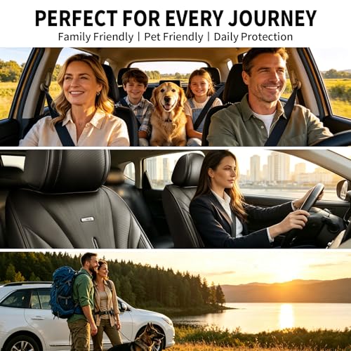 Fit HR-V Car Seat Covers (Full Set) for Select Honda HRV 2016-2026 LX/EX/EXL/Sport, Premium Full Coverage Leather, Airbag Compatible, Breathable Waterproof & All Weather Seat Protector, Black
