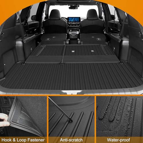 AOMSAZTO Cargo Mat Compatible with 2024 2025 2026 Toyota Grand Highlander: Cargo Liner with Backrest Mat 2-in-1 - All Weather TPE Trunk Mat for Grand Highlander Accessories (Not Fit Highlander) - style: 2024-2026 | For Toyota Grand Highlander Cargo Mat