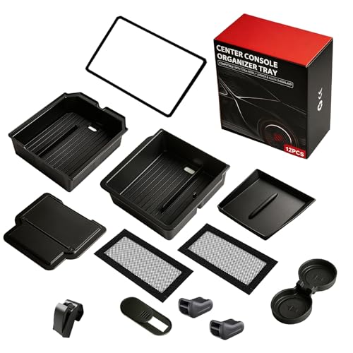 Center Console Organizer Tray for Tesla Model Y Juniper Accessories 2026 and Model 3 Highland Accessories 2024 2025 2026 for Tesla Accessories Cup Holder Matte Black (12PCS-My Juniper 2026+) - color: Black-12pcs