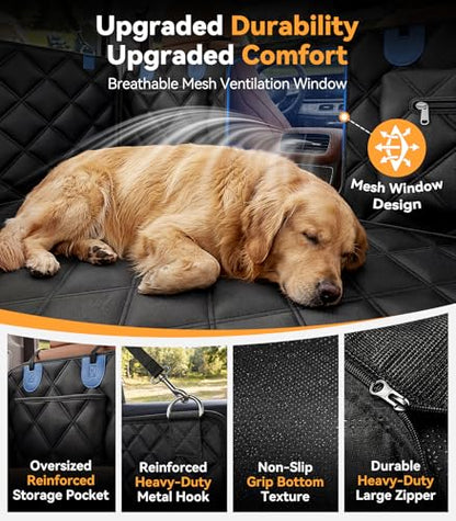 Rorhxia Dog Seat Cover for Backseat, [Ultimate Safe, Comfortable and Large Space] Waterproof 600D Heavy Duty Dog Car Hammock, Release Passenger Seats, Fits Sedan/SUV/Truck, Large Dog Friendly, L - size: L-For Car/SUV/Small Truck