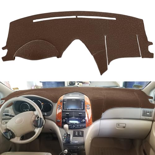 Dash Cover Mat Custom Fit for Toyota Sienna 2004-2010, Dashboard Cover Pad Carpet Protector (Dark Brown) F99 - color: 04-10 Brown