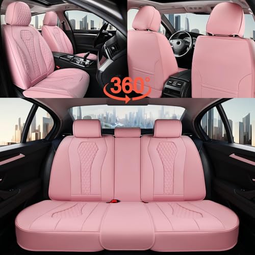 Coverado Car Seat Covers Full Set, Pink Seat Covers, Waterproof Car Seat Cover, Car Seat Cushion, Car Seat Covers Front Seats Back Seat Covers, Car Seat Protector Universal Fit Most Cars - color: Pink, size: FullSet