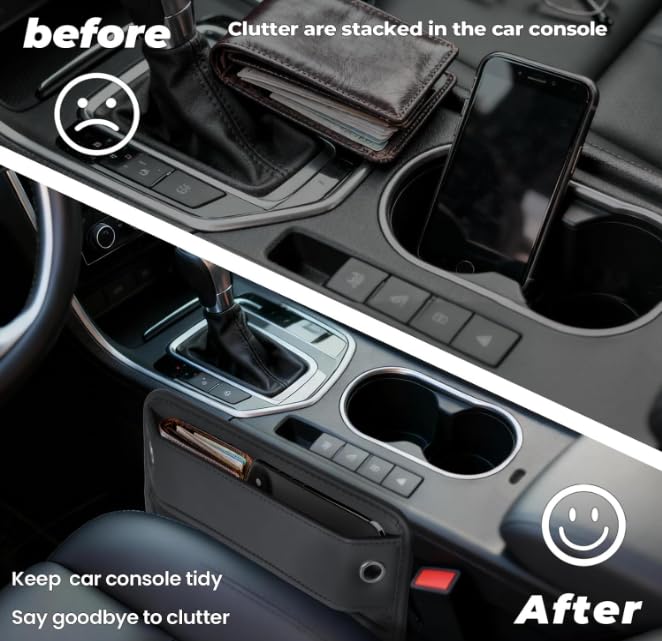 2026 2 Pack Car Seat Gap Filler Organizer, Universal Premium Leather Front Seat Side Organizer, Gap Filler for Car, Phone, Sunglasses, Keys, SUV Truck