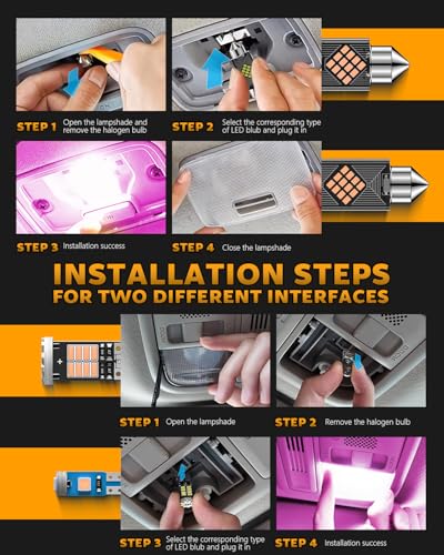 Zakolak 24PCS LED Interior Car Lights, Extremely Bright LED Bulb Kit, Applicable to Dome Map Door Lights and Other Parts Replacement for Your Cars, to Help You See Inside The Car at Night（Purple） - color: Purple