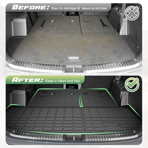 Cartist Cargo Mat & Backrest Mat Fits for Kia Telluride 2020 2021 2022 2023 2024 2025 (7/8 Passenger) All Weather TPE Trunk mat for Telluride Car Accessories for Telluride 2020-2025 - size: 4)Kia Telluride (7/8 Seats)【20-25】