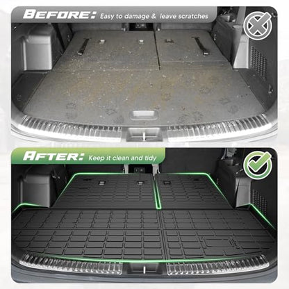Cartist Cargo Mat & Backrest Mat Fits for Kia Telluride 2020 2021 2022 2023 2024 2025 (7/8 Passenger) All Weather TPE Trunk mat for Telluride Car Accessories for Telluride 2020-2025 - size: 4)Kia Telluride (7/8 Seats)【20-25】