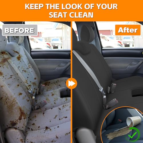 Truck Bench Seat Cover Compatible with 2005-2014 Toyota Tacoma with Large Notched, Black