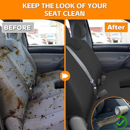 Truck Bench Seat Cover Compatible with 2005-2014 Toyota Tacoma with Large Notched, Black