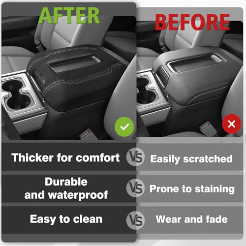Center Console Armrest Cover Fit for Chevy Silverado & GMC Sierra 1500 2500 3500 2014-2018, Tahoe/Yukon/Suburban 2015-2020, Comfort Armrest Pad Console Lid Cushion Regular Thick (Bucket Seat) - size: 1) 14-18 |Silverado & Sierra| Bucket Seat, Regular