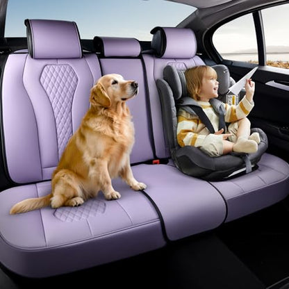 Coverado Purple Car Seat Covers, Back Car Seat Cover, Leather Seat Cover, 3-Pieces Car Seat Cushion, Luxury Seat Cover Seat Protector Universal Fit Most Cars Trucks SUV - color: Purple