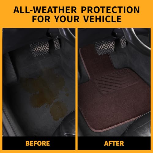 EKR All-Weather Universal Fit Car Floor Mats, 0.5 inch Thick Car Carpet Mats, Anti-Slip Automotive Mat with Driver Heel Pad Fit for SUV, Vans,Sedans, Trucks (Blown,4pcs Black Full Set) - color: Blown
