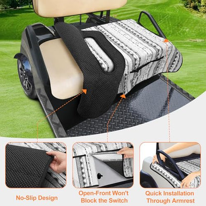 Golf Cart Seat Covers, Universal Golf Cart Seat Towel Blanket with 4 Front Pockets & Nonskid Bottom Fits for EZGO, Yamaha, Club Car and More 2 Person Seats Golf Carts - color: Grey Geometry