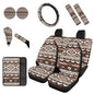 Dreaweet Aztec Leopard Print Car Seat Covers Full Set 12 Pcs - Brown Front and Back Seat Covers with Steering Wheel Cover with Center Console Cover,Coasters,Seatbelt Covers,Gear Shift Handbrake Cover - color: Aztec Leopard Print