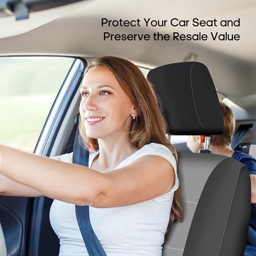 FH Group Waterproof Neoprene Car Seat Covers Full Set – Universal Fit Front & Split Bench Rear Seat Covers, Airbag Compatible Automotive Seat Protectors for Cars, SUVs & Vans, Gray - color: Gray, style: Full Set