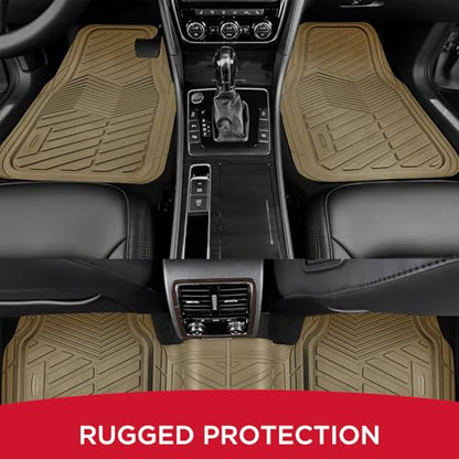 Rubbermaid Car Mats Full Set – All Weather Car Floor Mats Universal Trim-to-Fits Design,Heavy Duty Car Mats for Cars, SUVs, Trucks,and Vans - Black - color: Beige