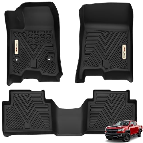 YITAMOTOR Floor Mats for Chevy Colorado & GMC Canyon Crew Cab 2023 2024 2025 2026, Custom Fit All Weather TPE Rubber Car Mats Chevrolet Floor Liners, Pickup Trucks Accessories, 1st & 2nd Row, Black - style: 2023-2026 Colorado & Canyon Crew Cab
