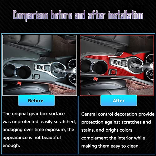 Custom Interior Accessories 2PCS for Chevrolet Camaro 2016 2017 2018 2019 2020 2021 2022 Red Carbon Fiber Center Console Cover Gear Shift Cup Holder Panel Sticker Protection Decoration - size: Gearbox side cover