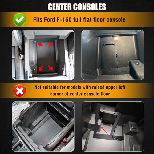 Center Console Safe Gun Safe Box with Springs Hinge Compatible with 2021-2024 Ford F150, 2022-2023 F150 Lightning