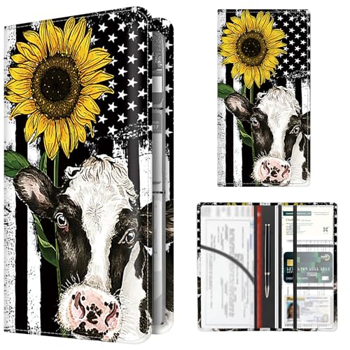 Premium Car Registration and Insurance Card Holder, Cute PU Leather Car Document Holder, Vehicle Glove Box Car Organizer with Magnetic Closure for Driver License, Cards American Flag - color: American Flag