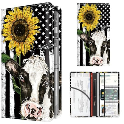 Premium Car Registration and Insurance Card Holder, Cute PU Leather Car Document Holder, Vehicle Glove Box Car Organizer with Magnetic Closure for Driver License, Cards American Flag - color: American Flag