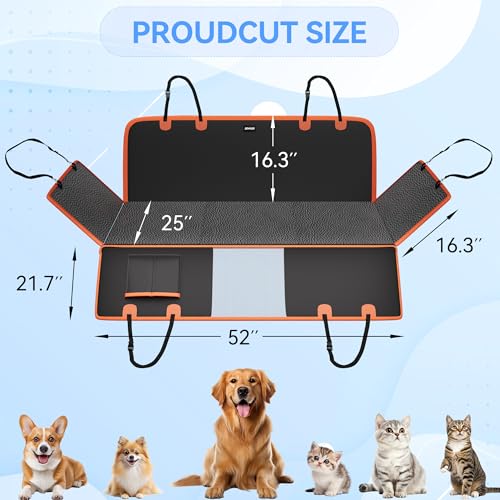 Back Seat Extender for Dogs, PU Leather Hard Bottom Dog Car Seat Cover for Back Seat, Waterproof, Scratch Proof and Anti Slip Dog Hammock for Cars and SUVs, Holds 400 lbs - size: Large