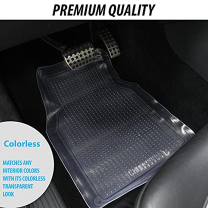 ZONETECH All Weather Full Rubber Clear Car Interior Floor Mats – 4-Piece Set Clear Heavy Duty Car Interior Floor Mats - size: 1 PACK