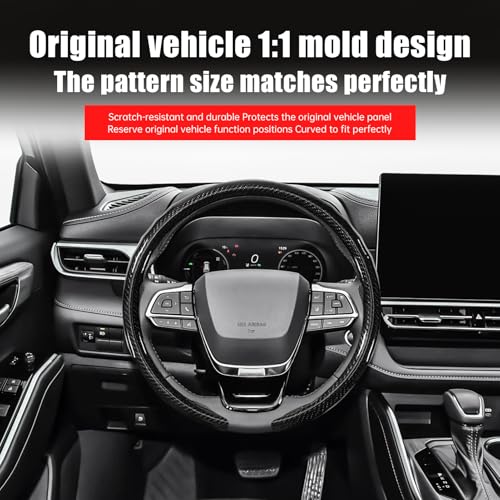 Car Steering Wheel Cover - Integrated Carbon Fiber Pattern Protective Sleeve with Hub Cap Anti-Slip Design - Fits 99% of Models Suitable for 14-16 Inch Sedans, SUVs, and Trucks Interior Accessories