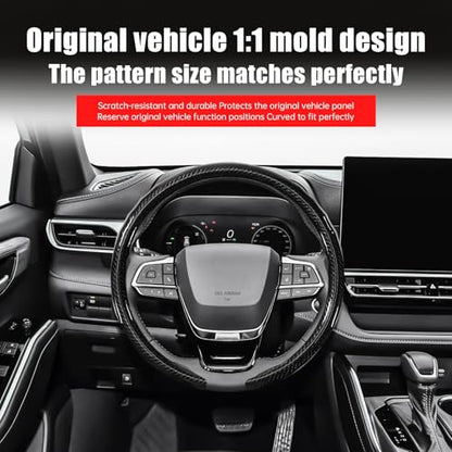 Car Steering Wheel Cover - Integrated Carbon Fiber Pattern Protective Sleeve with Hub Cap Anti-Slip Design - Fits 99% of Models Suitable for 14-16 Inch Sedans, SUVs, and Trucks Interior Accessories