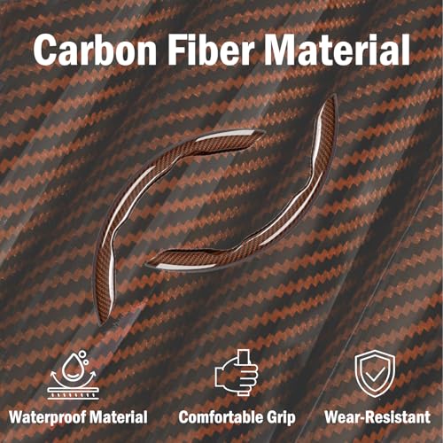 3-Piece Carbon Fiber Steering Wheel Cover, Anti-Slip & Segmented Thin Design for Comfort Grip, Universal Fit 99% Cars SUV Truck,Brown - color: Brown