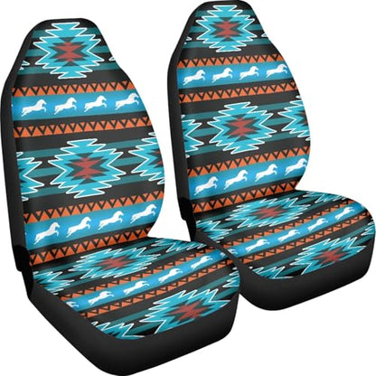 Aztec Southest Stripe Car Seat Covers for Women Men, Turquoise Front Bucket Covers Bottom Seat Cushion Covers, Anti-Slip Seat Protector for SUV Truck Vans Sedans - color: Aztec