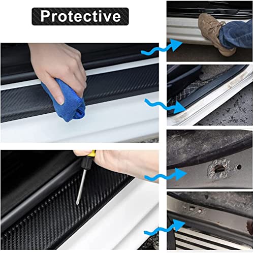4Pcs Car Door Sill Protector for Nissan Rogue, Carbon Fiber Anti-Scratch Guard for Nissan Rogue Accessories - Self-Adhesive Car Door & Sill Protector -Purple