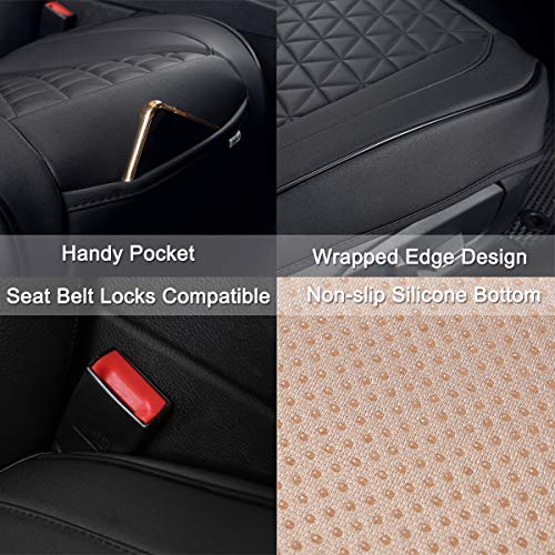 Black Panther Luxury Faux Leather Car Seat Cover Front Bottom Seat Cushion Cover, Anti-Slip and Wrap Around The Bottom, Fits 95% of Vehicles - 1 Piece,Black - color: Front Single Black