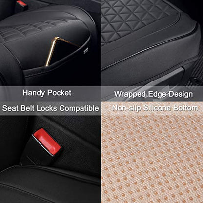 Black Panther Luxury Faux Leather Car Seat Cover Front Bottom Seat Cushion Cover, Anti-Slip and Wrap Around The Bottom, Fits 95% of Vehicles - 1 Piece,Black - color: Front Single Black