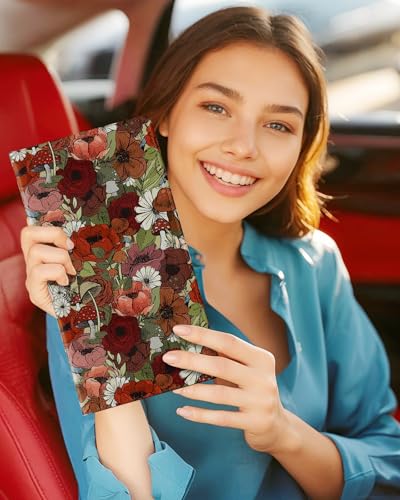 Slohif Car Registration and Insurance Holder - Flower Vehicle Glove Box Organizer Women with Magnetic Shut Leather Automobile License Holders Coasters Auto Accessories Case for Document - color: Boho Flowers