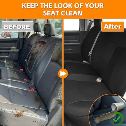 Rear Seat Cover Compatible with 2013-2018 Dodge Ram & 2019-2022 Classic Ram Crew Cab, Neoprene Durability Truck Seat Cover, ONLY Fit Full Bench Rear Seat Without Armrest, NOT for 60/40 Seat - color: Black, size: 2013-2022 Ram 1500/2500 Rear
