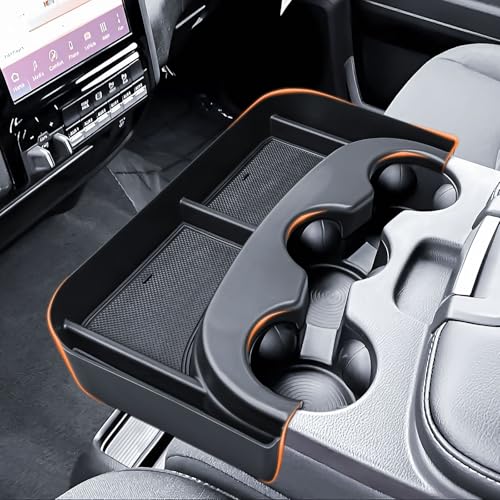 Cup Holder Center Console Organizer Compatible with 2013-2024 Dodge RAM(1500/1500 Classic/2500/3500) Accessories, Front Console Storage Box Tray [Only fit Jump Seat with 3 Cup Holders]