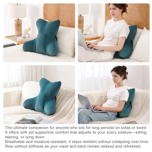 Lumbar Support Pillow (Pat. Pend) for Car Seat, Office Chair, Couch & Recliner, Ergonomic Back Support for Chair, Lower Back Pain Relief, with Adjustable Strap to Stay in Place, Slate Blue - color: Slate Blue