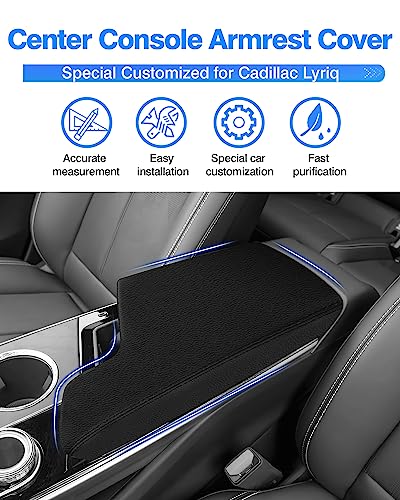 Autorder Center Console Cover for 2023-2025 2026 Cadillac Lyriq Accessories Armrest Cover Anti-Scratch Middle Console Pad Leather Armrest Protector - size: Cadillac Lyriq 2023-2026