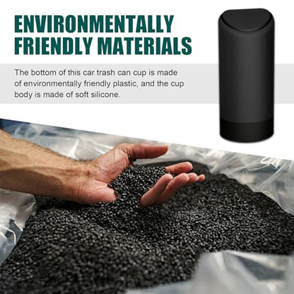 Eratus Pack-1 Car Trash Can, 6.2" x 2.5" Silicone Noiseless Environmentally Friendly Waterproof Storage Bin, Odor Isolation Detachable Cleanable Cup Holder Trash Can, Universal for Cars (Black)