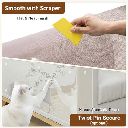 Anti Cat Scratch Furniture Protector - 118in*12in, Clear Couch Guards from Cats Scratch, Sofa Protectors from Pets Scratching, Door Protector from Dog Scratching, Self-Adhesive - 50 Pins - size: 118in*12in
