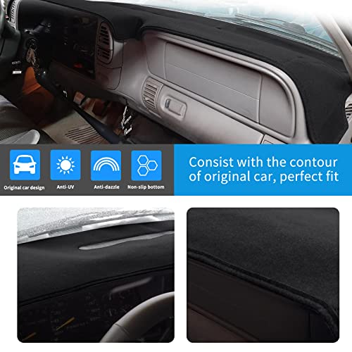 Dashboard Cover Dash Cover Mat Pad Compatible with 1997-2000 Chevy Chevrolet/GMC C1500 C2500 C3500 K1500 K2500 K3500, 1997-1999 GMC Yukon/Chevy Tahoe/Suburban(Black) - color: Black