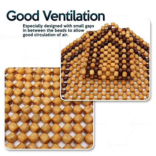 ZONETECH Beaded Seat Cover for Cars Cooling, Massage Cushion, Natural Wooden Beads for Semi Truck, Trailer, Car, Two-Tone, Double Strung (1-Pack) - size: 1 PACK