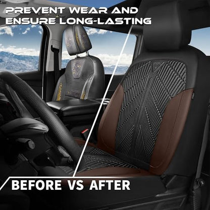 CAR PASS Waterproof Black Brown Car Seat Covers Front Seat Covers Neoprene Wetsuit,All-Weather Non-Slip Durable,Universal Fit for SUV Sedans Trucks Automotive,Airbag Compatible,3D Emboss Black Brown - color: Black and Brown, size: Two Front