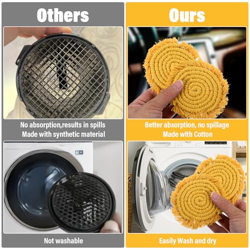 2pcs Cotton Coaster for Car, Car Cup Holder Coasters, Absorbent 3.54 in Boho Cars Cupholder Coaster with Tassel Edges Perfect for Cars,RVs & Home Decor（Sunshine Yellow）